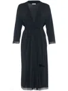Eres Violette Lace Trim Robe In Blue