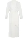 Eres Lactee Striped Lace-trim Cotton Robe In White