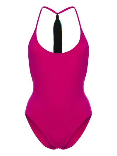 Eres Virtuosa Patchwork-strap Swimsuit In Pink