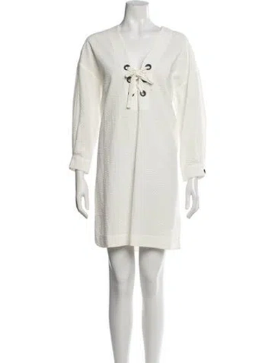 Pre-owned Eres V-neck Knee-length Dress In White