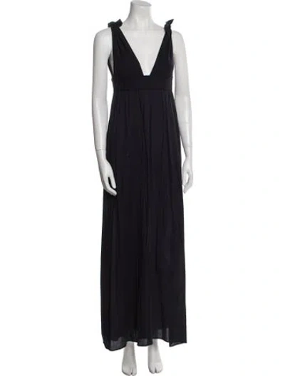 Pre-owned Eres V-neck Long Dress In Black