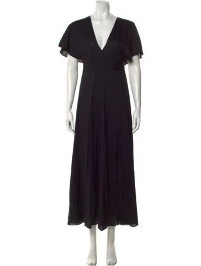 Pre-owned Eres V-neck Long Dress In Black