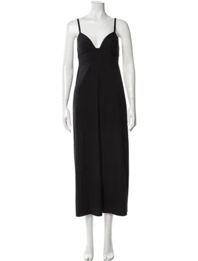 Pre-owned Eres V-neck Long Dress In Black