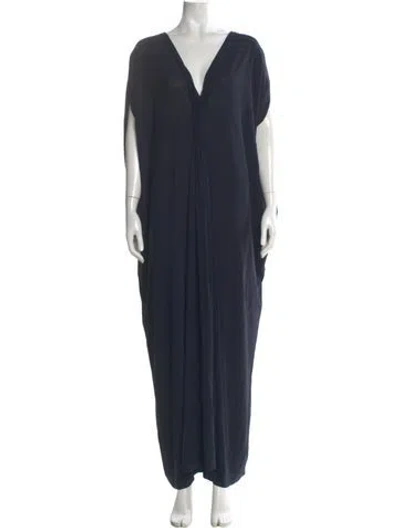 Pre-owned Eres V-neck Long Dress In Blue