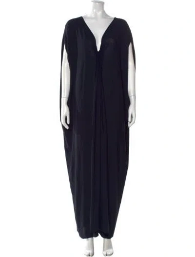 Pre-owned Eres V-neck Long Dress In Blue