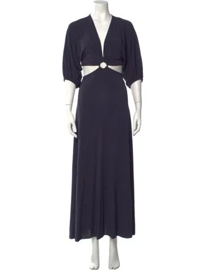 Pre-owned Eres V-neck Long Dress In Blue