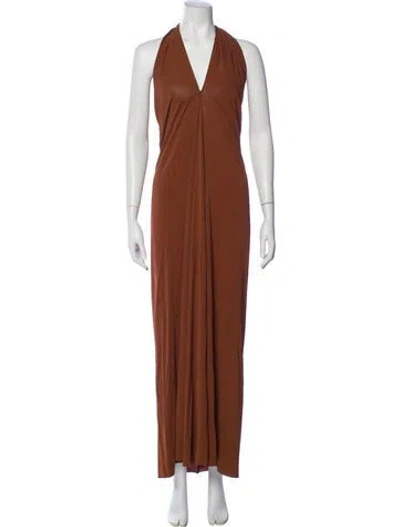 Pre-owned Eres V-neck Long Dress In Brown