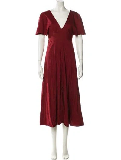 Pre-owned Eres V-neck Long Dress In Burgundy