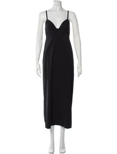 Pre-owned Eres V-neck Long Dress In Gray