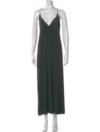 Pre-owned Eres V-neck Long Dress In Gray