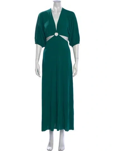 Pre-owned Eres V-neck Long Dress In Green