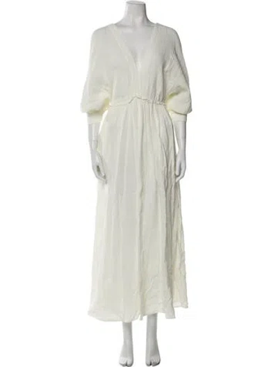 Pre-owned Eres V-neck Long Dress In Neutral