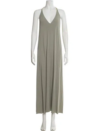 Pre-owned Eres V-neck Long Dress In Neutral