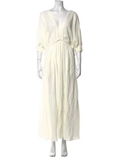Pre-owned Eres V-neck Long Dress In Neutral