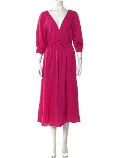 Pre-owned Eres V-neck Long Dress In Pink