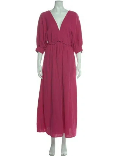 Pre-owned Eres V-neck Long Dress In Pink