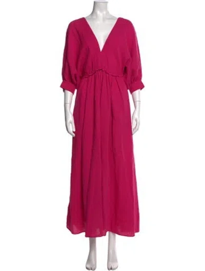 Pre-owned Eres V-neck Long Dress In Pink