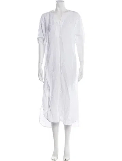 Pre-owned Eres V-neck Long Dress In White