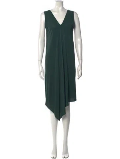 Pre-owned Eres V-neck Midi Length Dress In Green