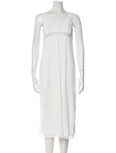 Pre-owned Eres V-neck Midi Length Dress In Neutral