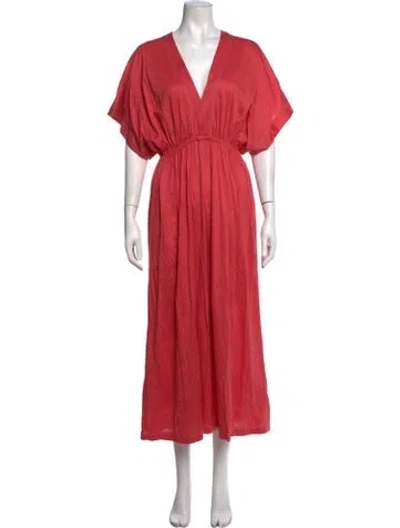 Pre-owned Eres V-neck Midi Length Dress In Pink