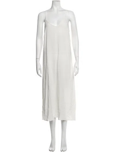 Pre-owned Eres V-neck Midi Length Dress W/ Tags In Neutrals/white