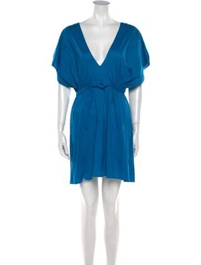 Pre-owned Eres V-neck Mini Dress In Blue