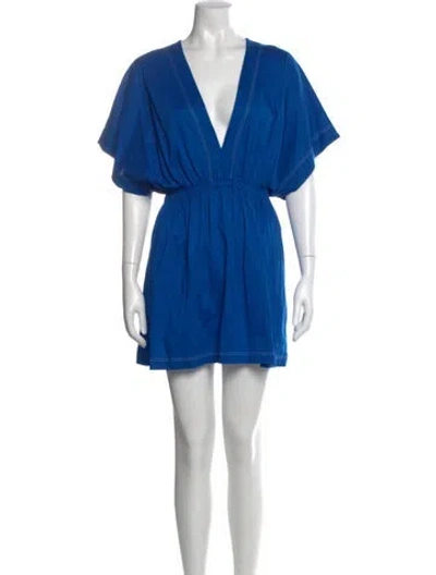 Pre-owned Eres V-neck Mini Dress In Blue