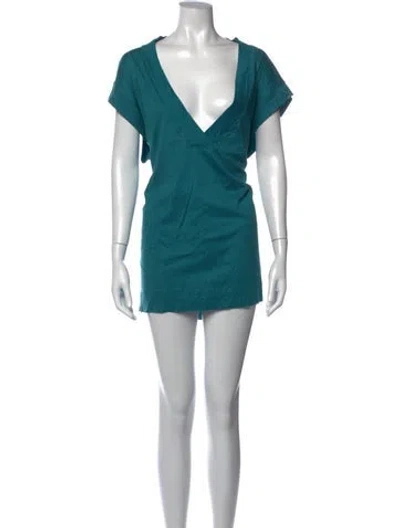 Pre-owned Eres V-neck Mini Dress In Blue