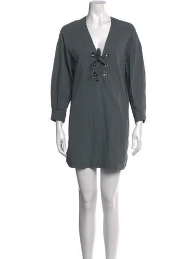 Pre-owned Eres V-neck Mini Dress In Blue
