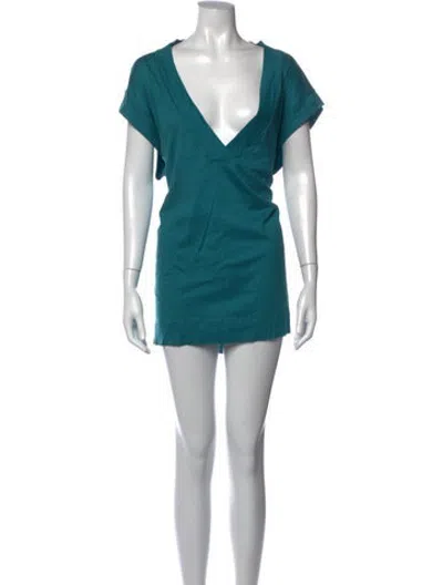 Pre-owned Eres V-neck Mini Dress In Blue