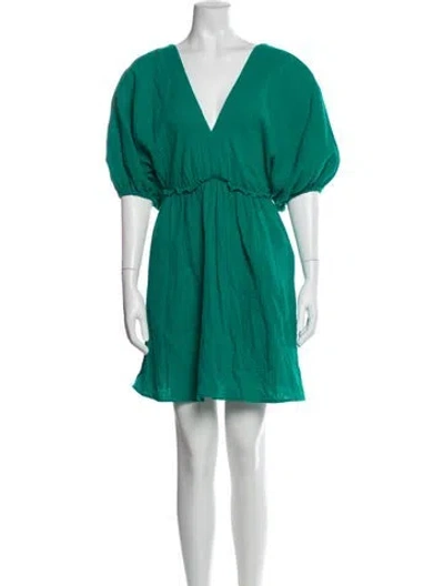 Pre-owned Eres V-neck Mini Dress In Green