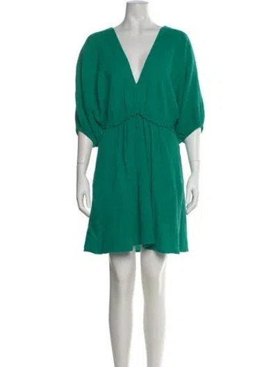 Pre-owned Eres V-neck Mini Dress In Green