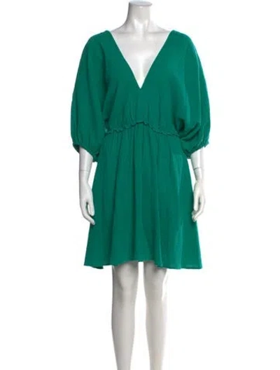 Pre-owned Eres V-neck Mini Dress In Green