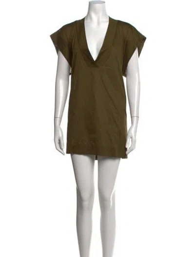 Pre-owned Eres V-neck Mini Dress In Green