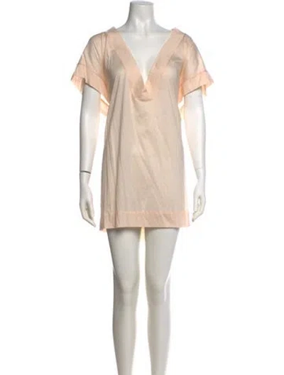 Pre-owned Eres V-neck Mini Dress In Neutral