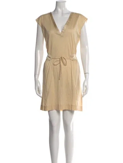 Pre-owned Eres V-neck Mini Dress In Neutral
