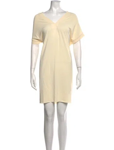 Pre-owned Eres V-neck Mini Dress In Neutrals