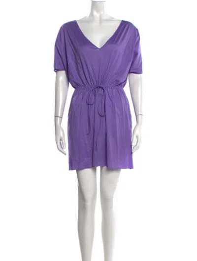 Pre-owned Eres V-neck Mini Dress In Purple