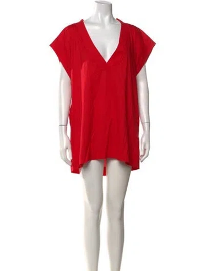 Pre-owned Eres V-neck Mini Dress In Red