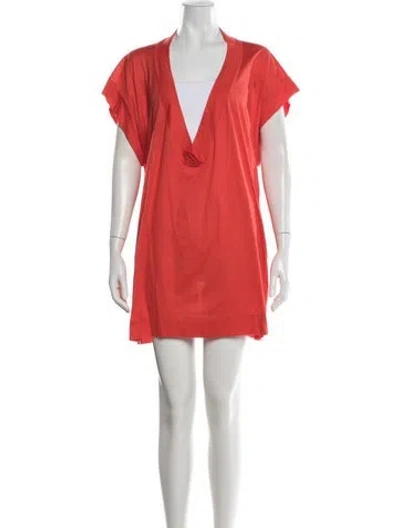 Pre-owned Eres V-neck Mini Dress In Red