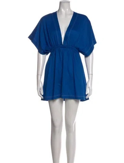 Pre-owned Eres V-neck Mini Dress W/ Tags In Blue