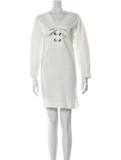 Pre-owned Eres V-neck Mini Dress In White