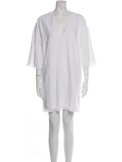 Pre-owned Eres V-neck Mini Dress In White