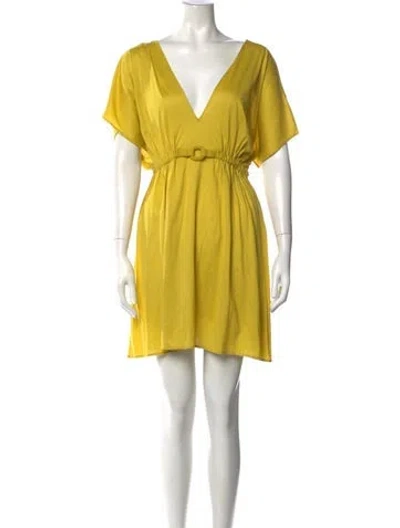 Pre-owned Eres V-neck Mini Dress In Yellow