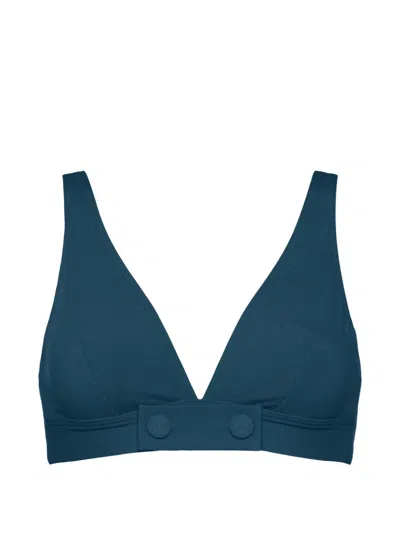 Eres V-neck Ribbed Bikini Top In Blue