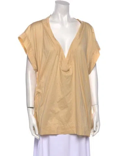 Pre-owned Eres V-neck Short Sleeve Blouse In Neutral