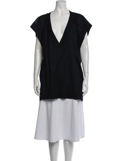 Pre-owned Eres V-neck Short Sleeve Top In Black