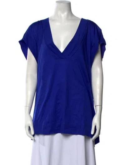 Pre-owned Eres V-neck Short Sleeve Top In Blue
