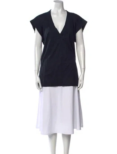 Pre-owned Eres V-neck Short Sleeve Top In Blue